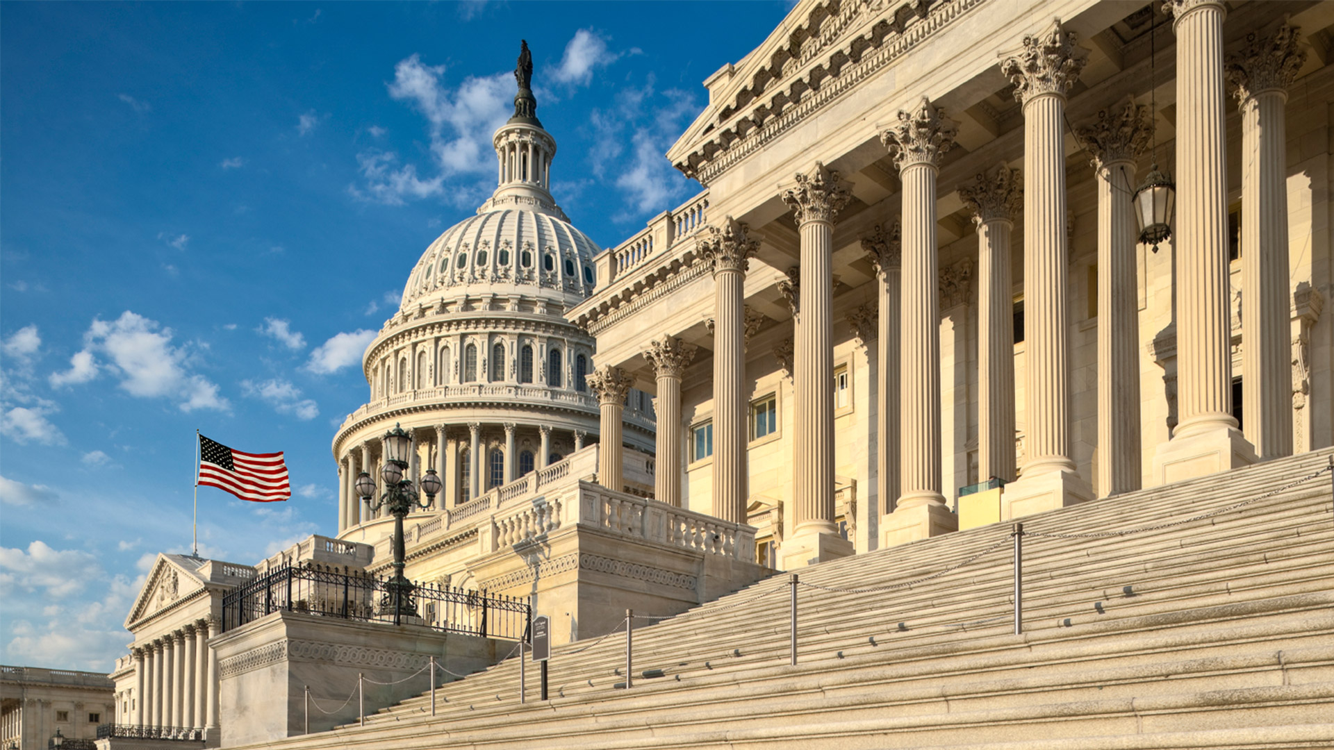 US Capital building with US flag flying while legislators discuss ANA's comments to Congress.