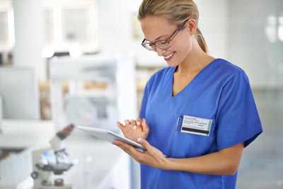 Nurse holding tablet